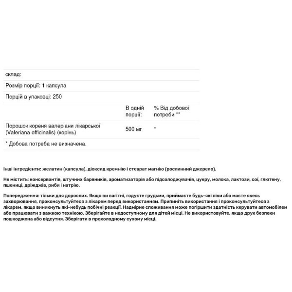 Корінь валеріани, Valerian Root, Pure Naturals, 500 мг, 250 капсул