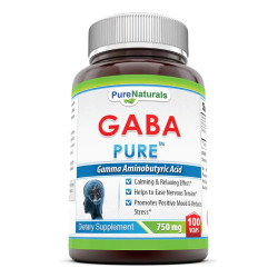 ГАМК 750 мг, Pure Naturals GABA, 100 вегетаріанських капсул