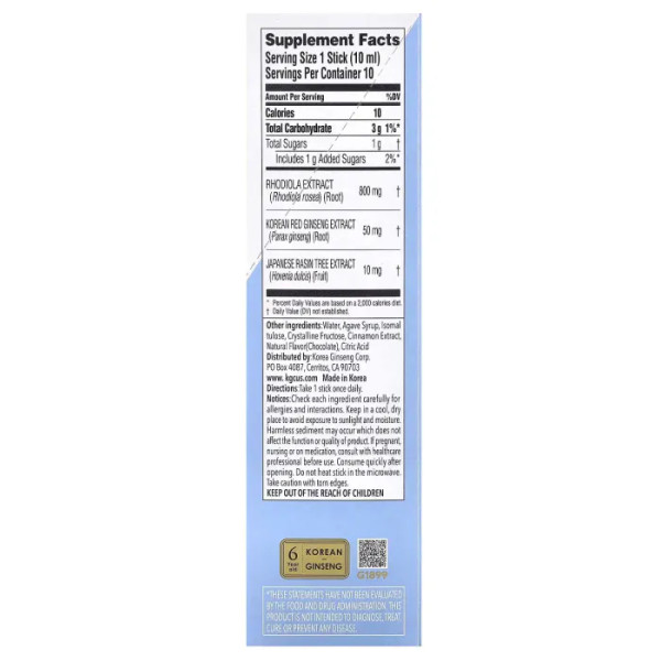 Корейський червоний женьшень для зняття втоми з рожевою родіолою, Blood Health, Korean Red Ginseng, CheongKwanJang, 10 рідких стіків по 10 мл