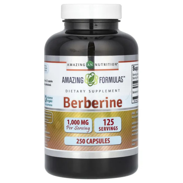 Берберін, Berberine, Amazing Nutrition, 1000 мг, 250 капсул (500 мг на капсулу)