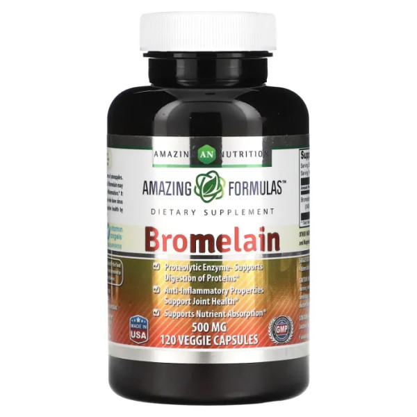Бромелайн, Bromelain, Amazing Nutrition, 500 мг, 120 рослинних капсул