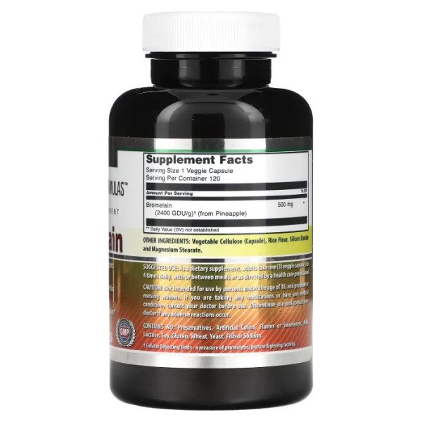 Бромелайн, Bromelain, Amazing Nutrition, 500 мг, 120 рослинних капсул