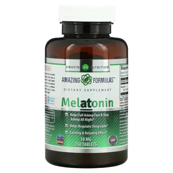 Мелатонін, Melatonin, Amazing Nutrition, 10 мг, 250 таблеток