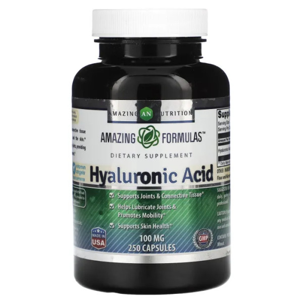 Гіалуронова кислота, Hyaluronic Acid, Amazing Nutrition, 100 мг, 250 капсул