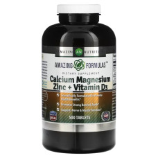 Кальцій, магній, цинк та вітамін D3, Amazing Nutrition Calcium Magnesium Zinc + Vitamin D3, 500 таблеток