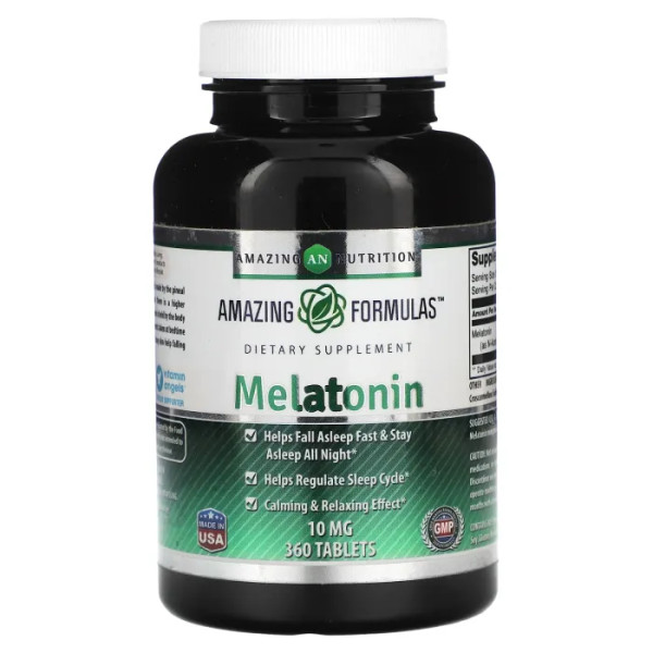 Мелатонін, Melatonin, Amazing Nutrition, 10 мг, 360 таблеток