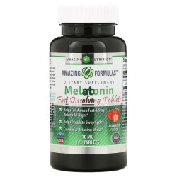 Мелатонін 10 мг жувальний, смак полуниці, Melatonin Amazing Nutrition, 120 таблеток
