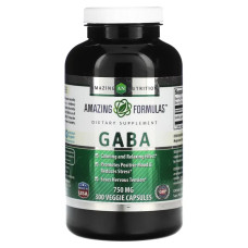 ГАМК 750 мг, Gaba Amazing Nutrition, 300 рослинних капсул