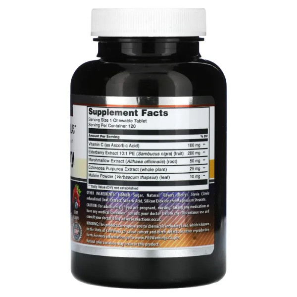 Чорна бузина, Elderberry Complex, Amazing Nutrition, комплекс, смак ягід, 120 жувальних таблеток