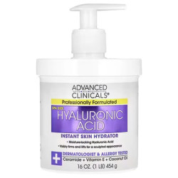 Крем з гіалуроновою кислотою, Hyaluronic Acid Advanced Clinicals, миттєве зволоження, 454 г