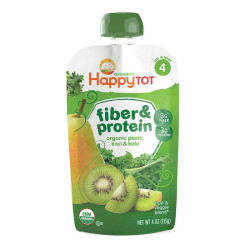 Пюре с клетчаткой и белком, груша киви капуста, этап 4, Happy Family Organics Fiber & Protein Organic Pears, 113 г