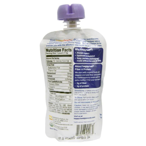 Дитяче харчування з протеїну, шпинату, ягід, (Happy Baby, Happytot, Fiber Protein), Nurture Inc., 113 г