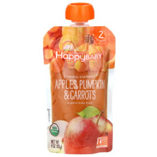 Дитяче пюре, морква яблуко, етап 2, органік, 6 місяців, Happy Family Organics Baby Food, 113 г