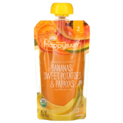 Дитяче пюре банан картопля папайя, Baby Food Happy Family Organics, 6+ місяців, 2 прикорм, органік, 113 г