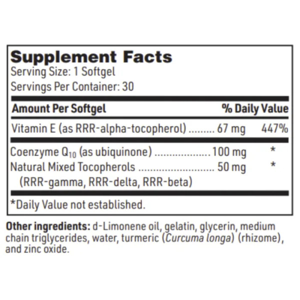 Коензим Q10 (убіхінон), Coenzyme Q10, Klaire Labs, 100 мг, 30 гелевих капсул