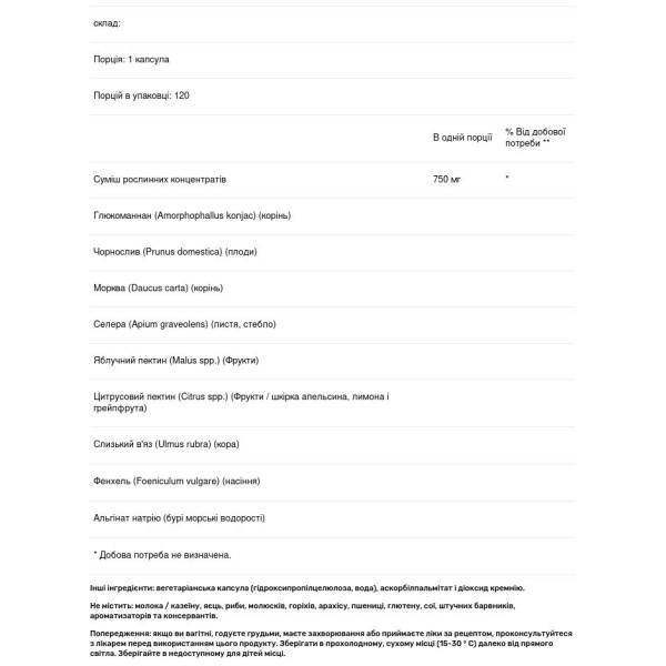 Харчові волокна, Spectrafiber, Klaire Labs, 120 капсул