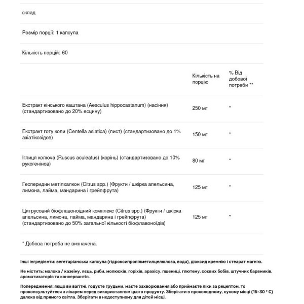 Підтримка судин, Theravein, Klaire Labs, 60 капсул