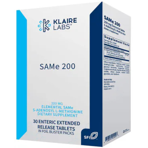S-аденозил-L-метіонін, SAMe, Klaire Labs, 200 мг, 30 таблеток