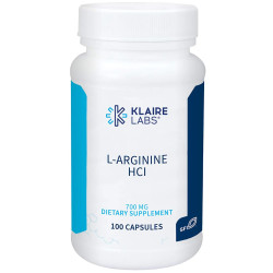 L аргінін 700 мг, Klaire Labs L Arginine HCl, 100 капсул
