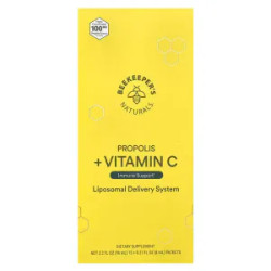 Прополис и витамин C, Propolis + Vitamin C Beekeeper's Naturals, липосомальный, 12 пакетиков по 8 мл
