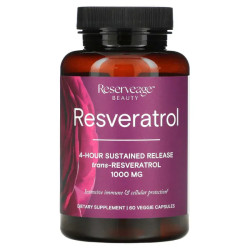Ресвератрол 1000 мг, с транс ресвератролом, ReserveAge Nutrition Resveratrol, 60 вегетарианских капсул
