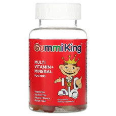 Детские мультивитамины с минералами Gummies, GummiKing Multi Vitamin + Mineral, вкусы виноград/лимон/апельсин/клубника/вишня, 60 жевательных конфет