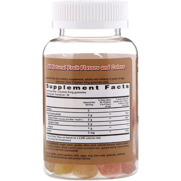 Харчові волокна (жувальні), Fiber, Gummi King, 60 мармеладок