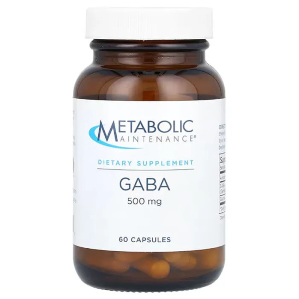 Гамма-аміномасляна кислота ГАМК, GABA, Metabolic Maintenance, 500 мг, 60 капсул