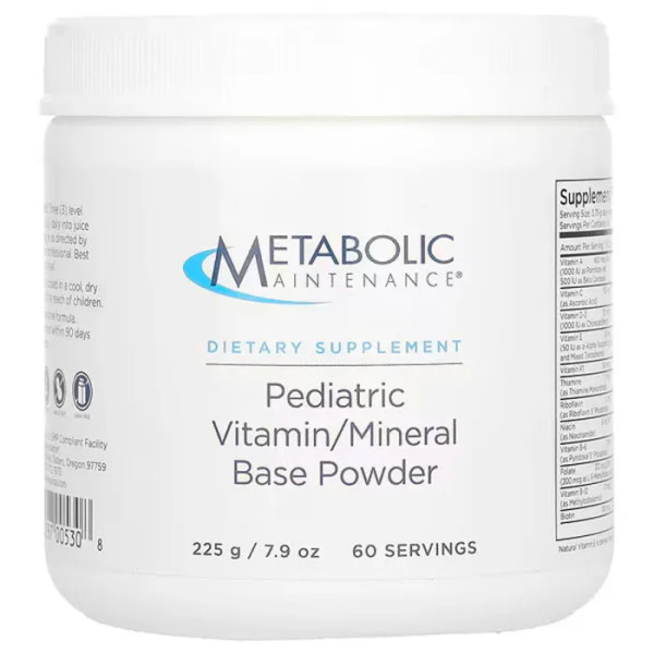 Вітаміни та мінерали для дітей, порошок, Pediatric Vitamin\/Mineral Base Powder, Metabolic Maintenance, 225 г