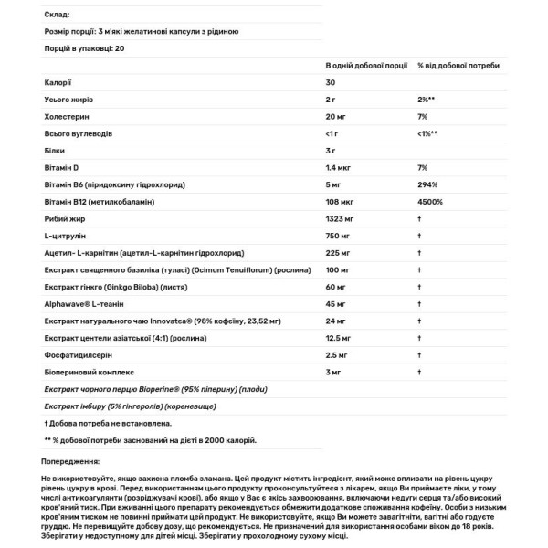 Вітаміни для мозку, концентрація та ясність розуму, Brain Awake Max 3+ Nitric Oxide Booster, Irwin Naturals, 60 капсул