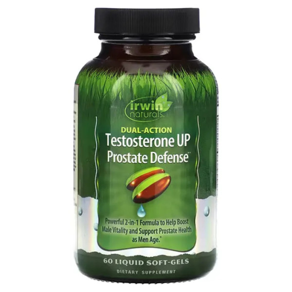 Підвищення тестостерону та підтримка простати, Testosterone UP Prostate Defense, Dual-Action, Irwin Naturals, для чоловіків, 60 гелевих капсул