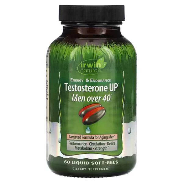 Підвищення тестостерону для чоловіків 40+, Testosterone UP, Men Over 40, Irwin Naturals, 60 гелевих капсул