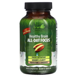 Здоровье мозга и концентрация на весь день, Irwin Naturals Healthy Brain All-Day Focus, 60 гелевых капсул