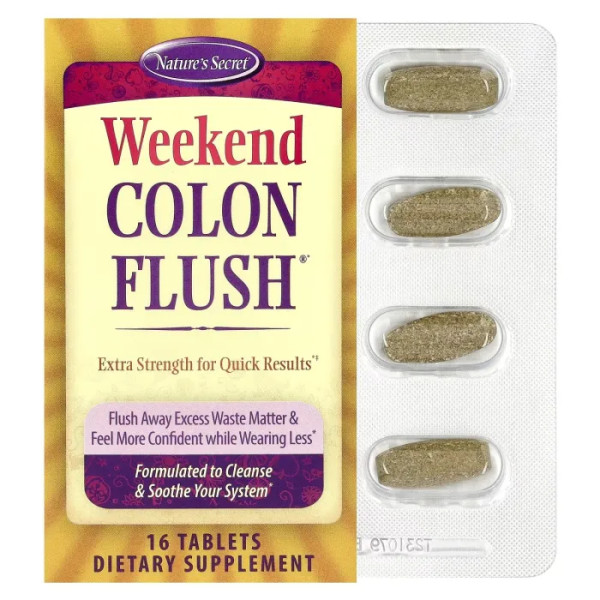 Очищення товстого кишечника у вихідні дні, Weekend Colon Flush, Nature's Secret, 16 таблеток