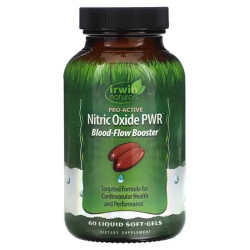 Поддержка кровообращения с оксидом азота, Irwin Naturals Nitric Oxide PWR Blood-Flow Booster, 60 гелевых капсул
