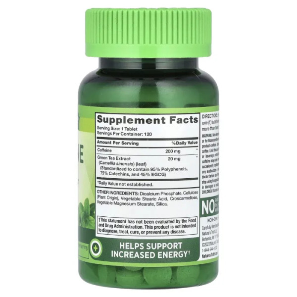 Кофеїн плюс екстракт зеленого чаю, Caffeine Plus Green Tea Extract, Nature's Truth, 220 мг, 120 таблеток