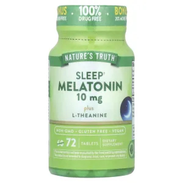 Мелатонін плюс L-теанін, Melatonin Plus L-Theanine, Nature's Truth, 72 таблетки