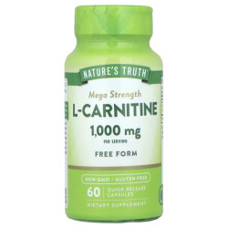 L-карнітин 1000 мг, Nature's Truth L-Carnitine, 60 капсул швидкого вивільнення (500 мг у капсулі)