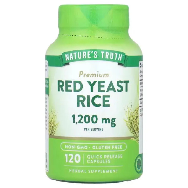 Червоний дріжджовий рис, Red Yeast Rice, Nature's Truth, 1200 мг, 120 капсул швидкого вивільнення (600 мг у капсулі)