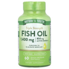 Рыбий жир 1400 мг тройная сила, Nature's Truth Fish Oil, 90 гелевых капсул быстрого высвобождения