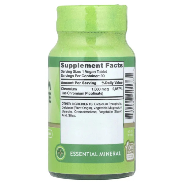 Хром піколінат, Ultra Chromium Picolinate, Vitamins, Nature's Truth, 1000 мкг, 90 таблеток