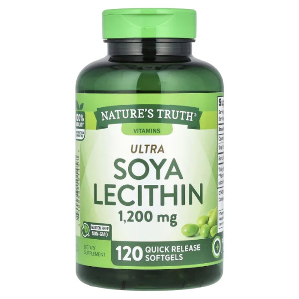 Соєвий лецитин, Ultra Soya Lecithin, Nature's Truth, 1200 мг, 120 гелевих капсул швидкого вивільнення