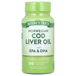 Жир печінки норвезький тріски, Nature's Truth Norwegian Cod Liver Oil, 100 гелевих капсул швидкого вивільнення