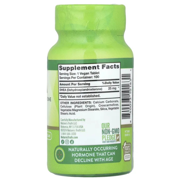 ДГЕА, DHEA, Nature's Truth, 25 мг, 100 таблеток