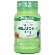 Мелатонин 5 мг быстрорастворимый вкус ягоды, Nature's Truth Melatonin, 90 таблеток