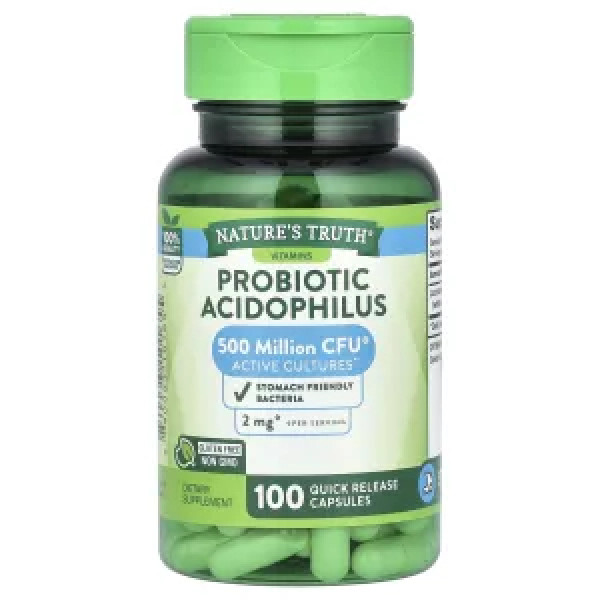 Пробіотик ацидофілін, Probiotic Acidophilus, Nature's Truth, 2 мг, 100 капсул швидкого вивільнення (1 мг на капсулу)