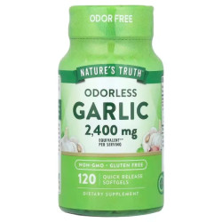 Чеснок без запаха 2400 мг, Odorless Garlic Nature's Truth, 120 гелевых капсул быстрого высвобождения (1200 мг в капсуле)