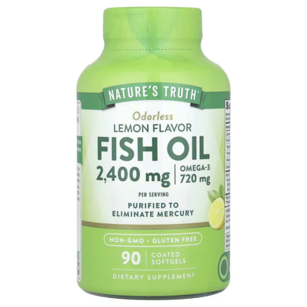 Риб'ячий жир, Fish Oil, Nature's Truth, смак лимона, 90 гелевих капсул