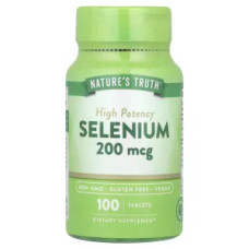 Селен 200 мкг, висока ефективність, Selenium Nature's Truth, 100 таблеток