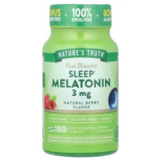 Мелатонин 3 мг, Melatonin Nature's Truth, вкус ягоды, 180 быстрорастворимых таблеток